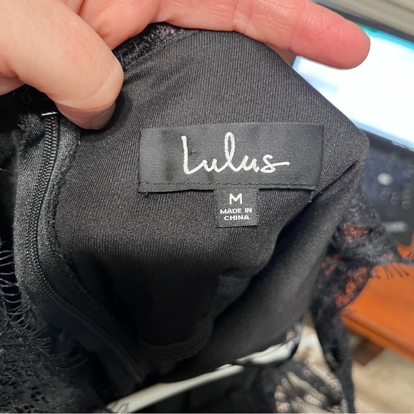 Lulu’s NWT Divine Evening Black Lace & Chiffon Maxi Dress Evening Gown M - Picture 6 of 6